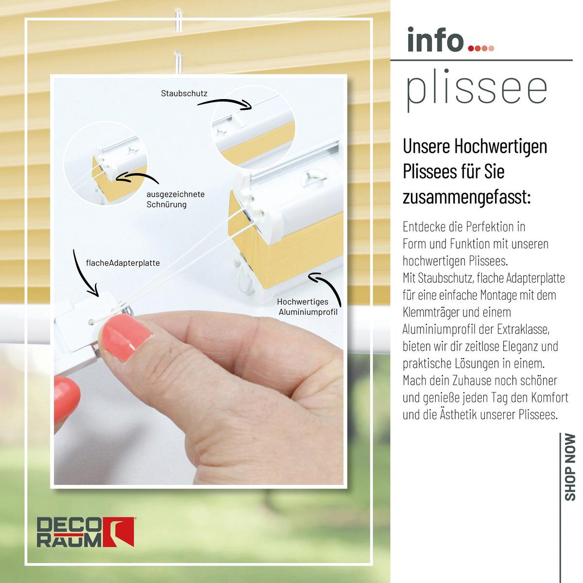 PLISSEE Basic 115 x 150cm Klemmfix ohne Bohren - Hellgelb, Textil (115/150cm) - Deco-Raum