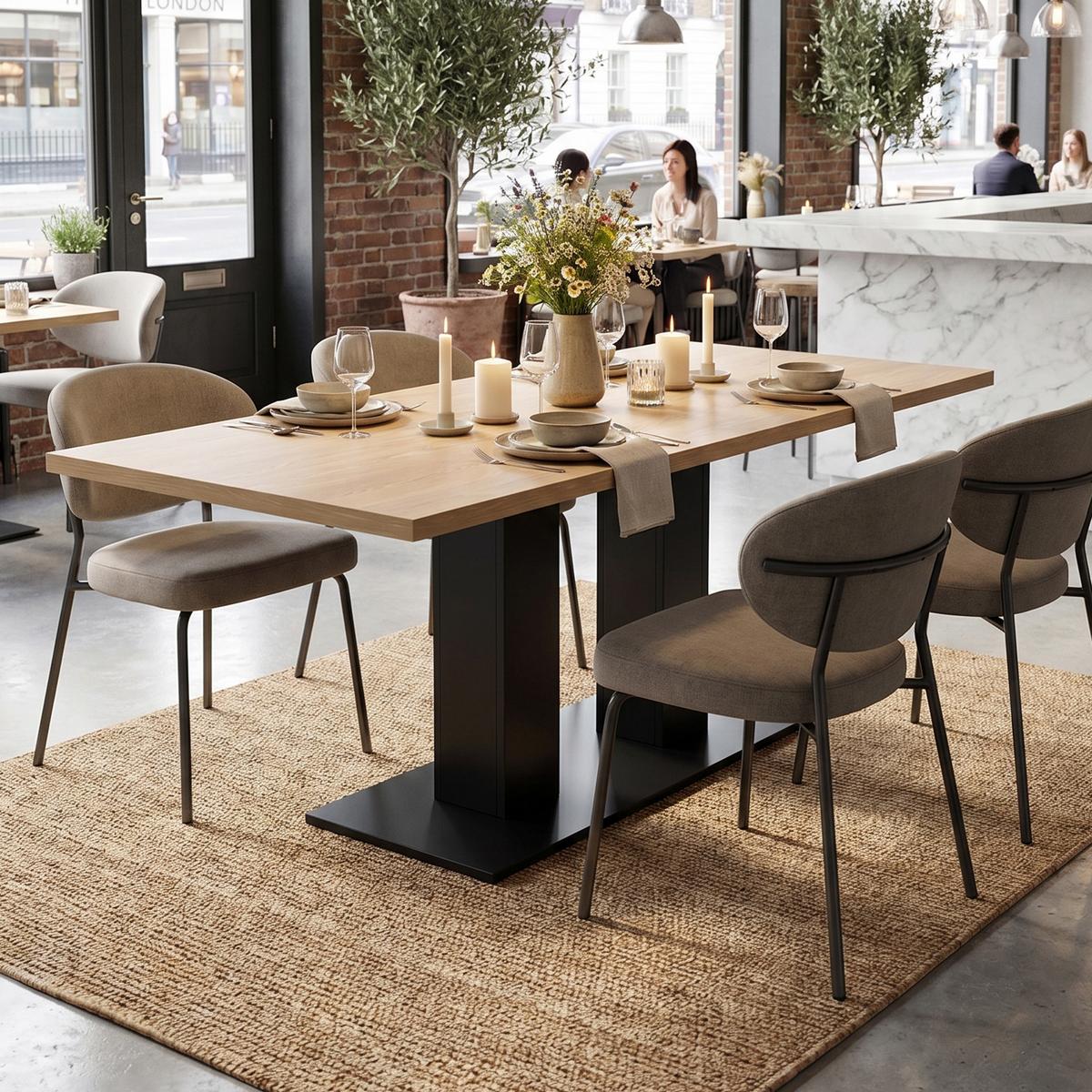 ESSTISCH ausziehbarer holzoptik 140 bis 180 cm, säulengestell für 6-8 personen - Naturfarben, Holzwerkstoff (70/180/75cm) - Urban Meuble