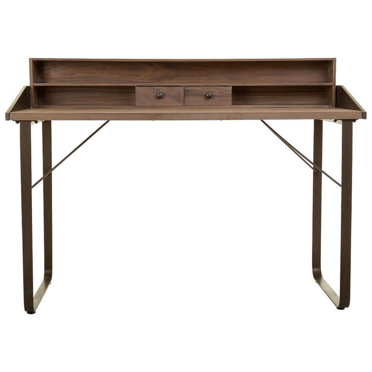 SCHREIBTISCH aus Holz und Metall 130x60x95 cm - Braun, Metall (60/130/95cm) - Wanderlust