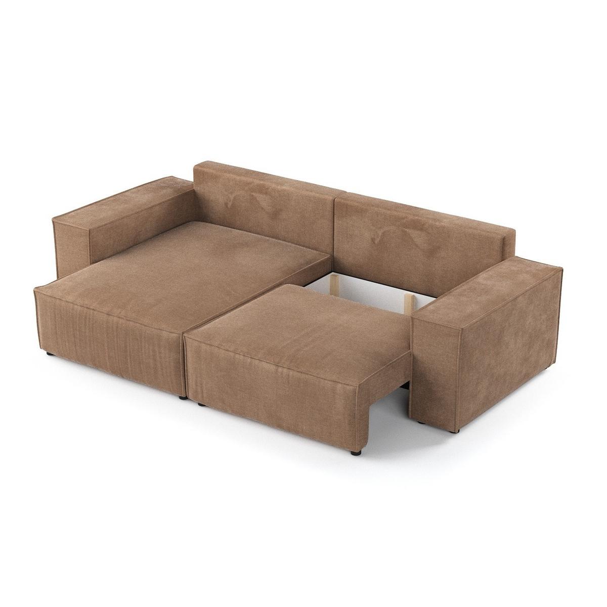ECKSOFA SENSO mit Schlaffunktion Braun im Wind Stoff - Schwarz/Braun, Holz/Holzwerkstoff (255/148cm) - AltaBeds