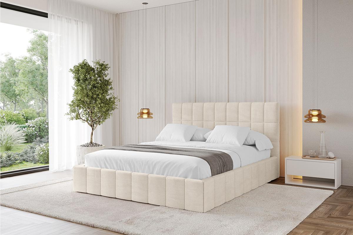 POLSTERBETT mit Bettkasten und Lattenrost, Boxbett ohne Matratze - AMEA 160x200 Beige - Creme, Holzwerkstoff/Textil (160/200cm) - ALTDECOR