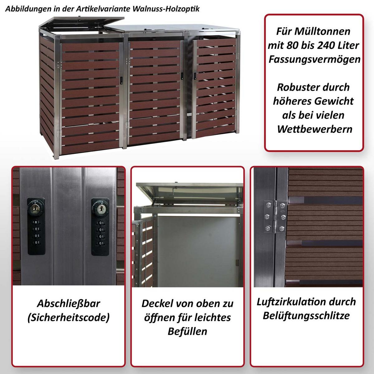 MÜLLTONNENVERKLEIDUNG 3ER Anthrazit - Anthrazit, Metall (200/120/85cm) - MCW
