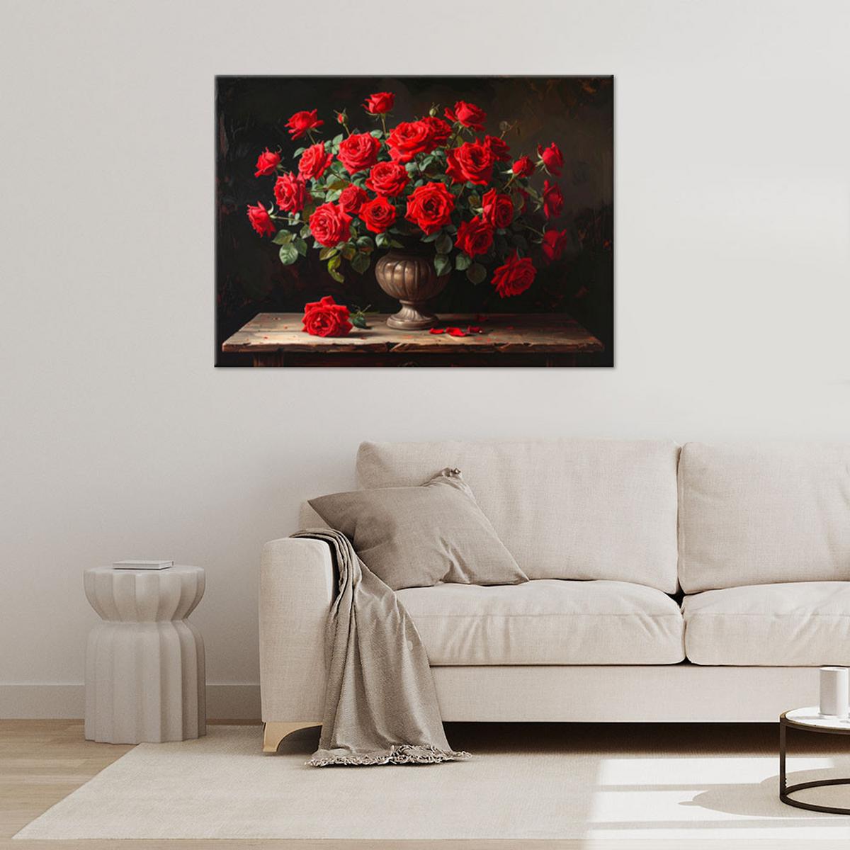 LEINWANDBILD Blumen 45x30cm - Rot, Textil (45/30cm) - Feeby