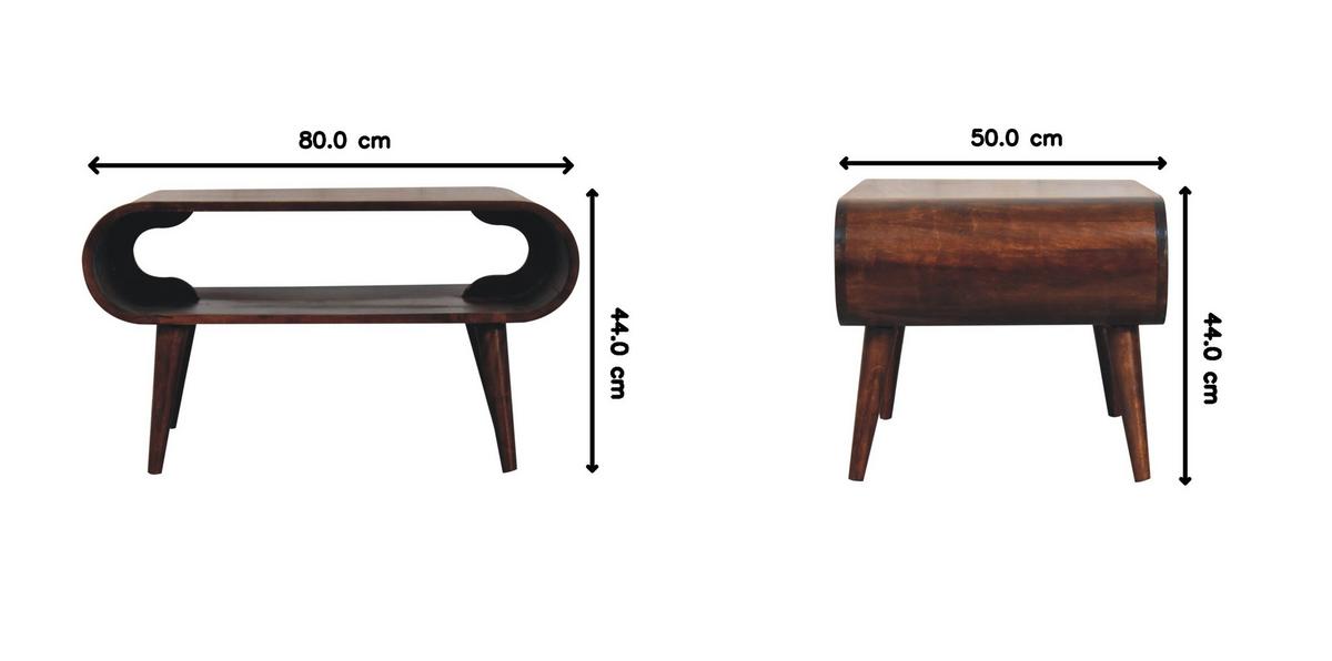 COUCHTISCH California Walnuss-Finish, 1 Regal, Dunkelbraun - Dunkelbraun, Mangoholz/Holz (80/50/44cm) - Artisan Furniture