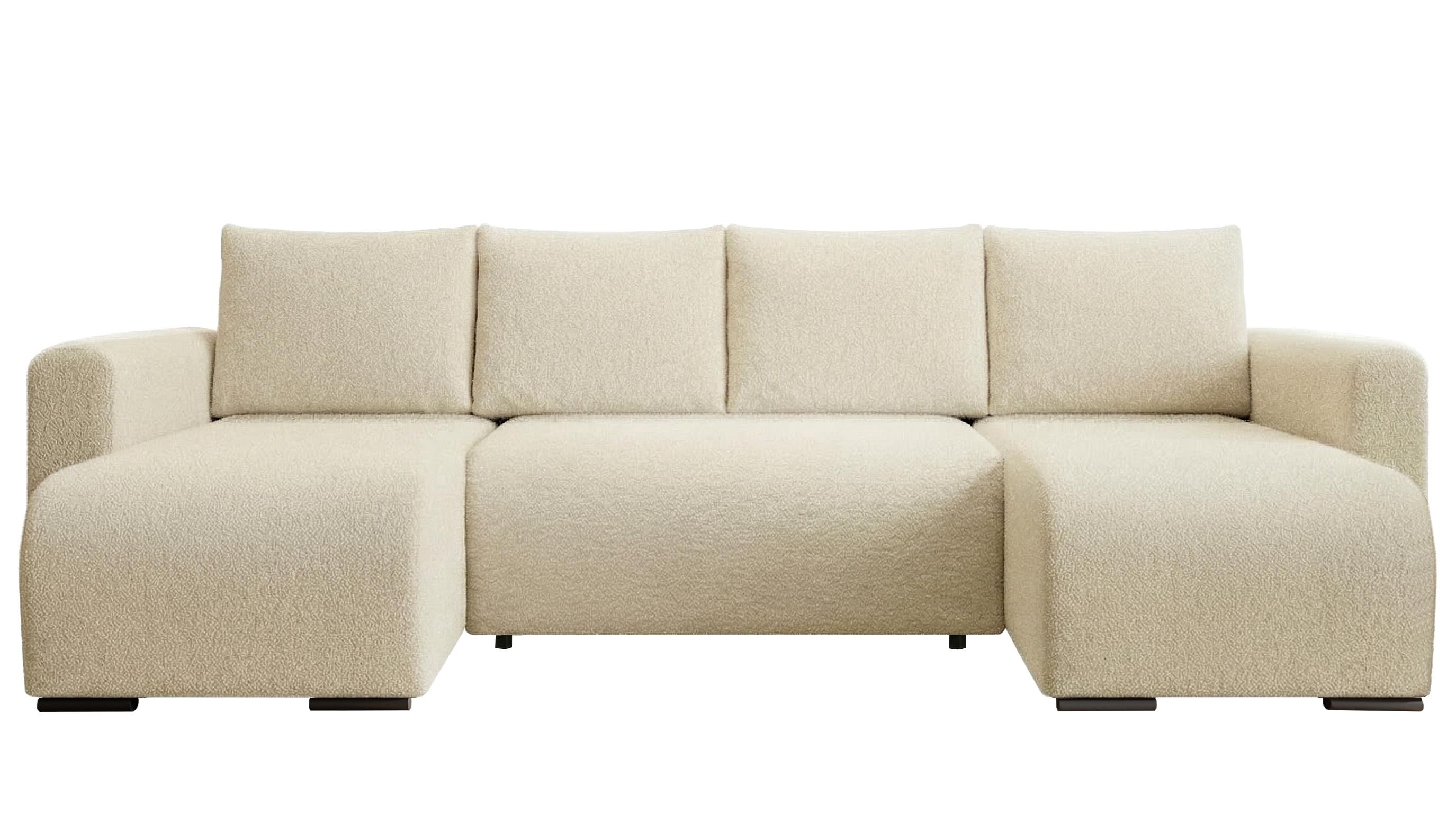WOHNLANDSCHAFT DORA U mit Bettkasten und Schlaffunktion, U-Form, bequem - Beige, Textil (305/85/140cm) - Storez24