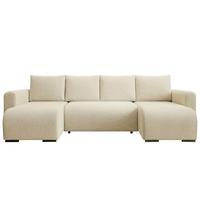 WOHNLANDSCHAFT DORA U mit Bettkasten und Schlaffunktion, U-Form, bequem - Beige, Textil (305/85/140cm) - Storez24