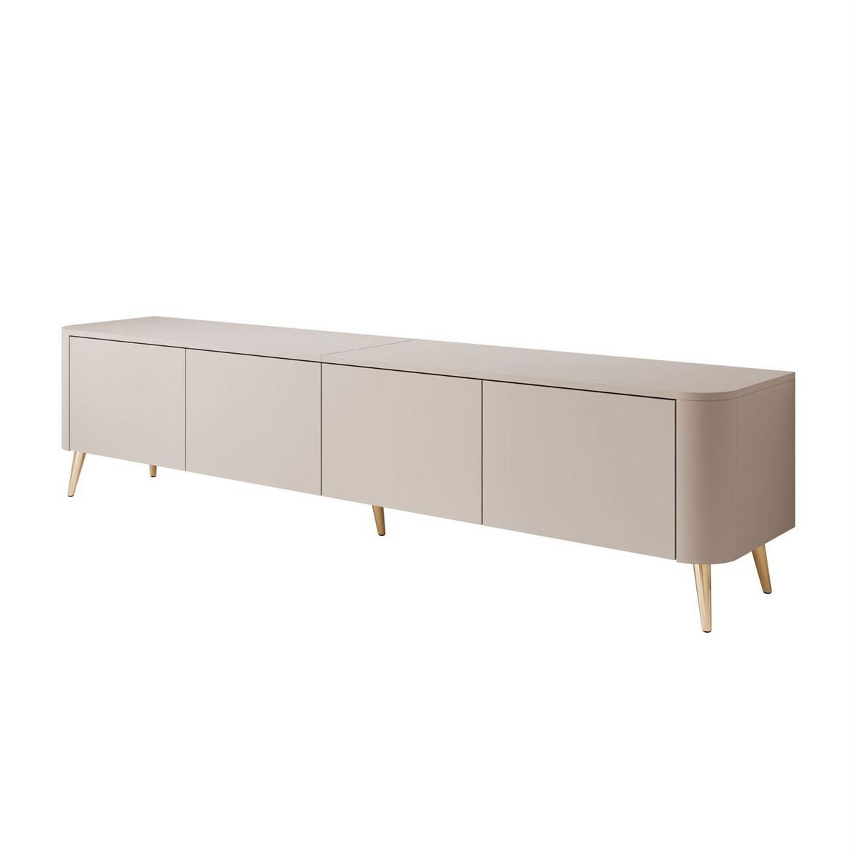 TV-SCHRANK CELESTE PUSH OPEN mit Beleuchtung auf Schräge goldene Füßen - Kaschmir, Holzwerkstoff (200/46.5/40cm) - Lookway