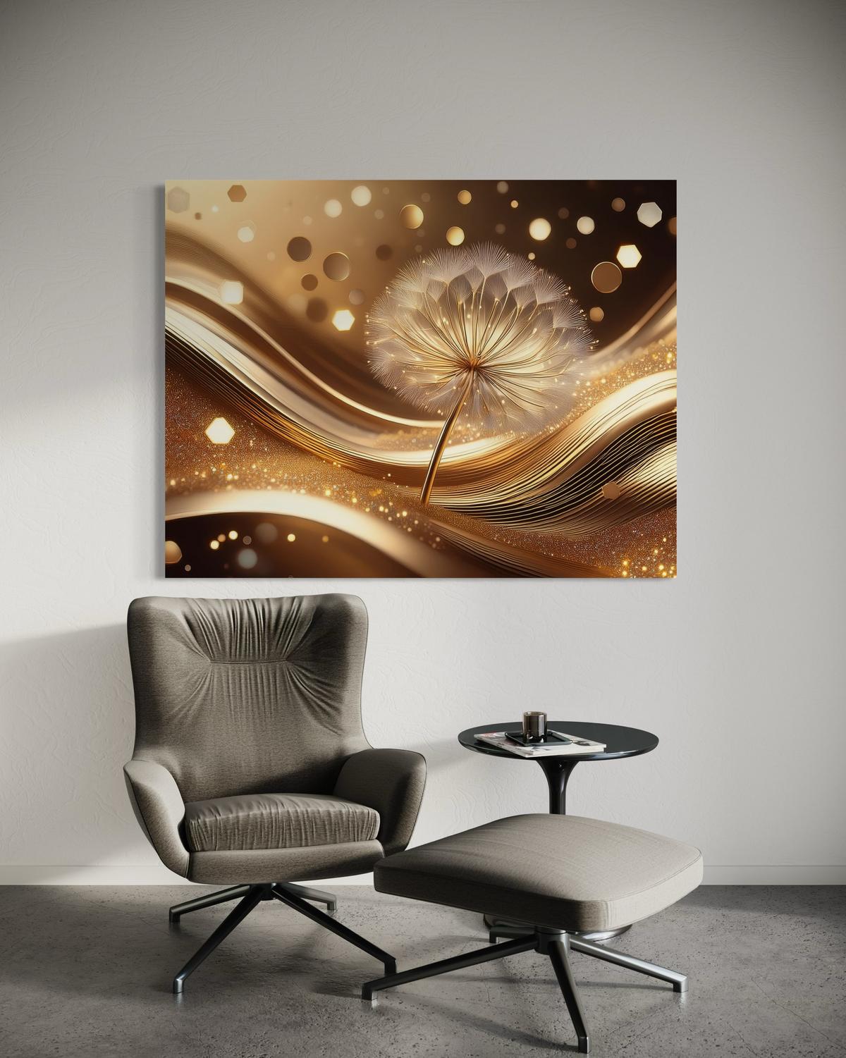 WANDBILD blumen pusteblume glamour - Goldfarben, Textil (60/40cm) - Feeby