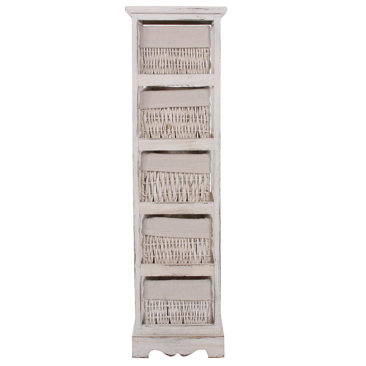KOMMODE MIT 5 KORBSCHUBLADEN Weiß - Weiß, Holz (25/90/28cm) - MCW