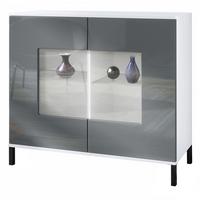 KOMMODE Grömitz Grau Hochglanz - Grau, Holzwerkstoff (92.5/83.5/35cm) - Vladon