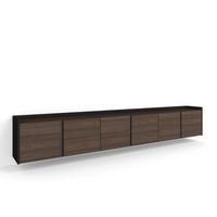 LOWBOARD, Dunkler Eiche und Schwarz, 309/35/50cm, Hängend - Dunkelbraun, Holzwerkstoff (309/50/35cm) - Skraut Home