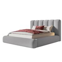 BETT 140x200 - Polsterbett mit Bettkasten und Holzrahmen - Modern Bett - Eleganter Catch Me-Stoff - Kollektion Alva Maxi - Hellgrau - Hellgrau, Holz/Textil (140/200cm) - Alpi-Möbel