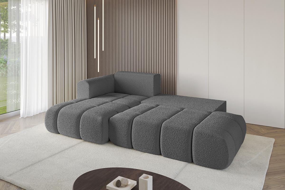 ECKSOFA Ottomane Links CLOUD-L-v1 280x185x90 Grau Bouclé - Grau, Holzwerkstoff/Kunststoff (180/289cm) - ALTDECOR
