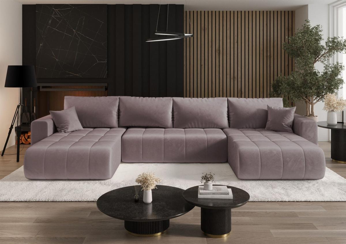 WOHNLANDSCHAFT Camila In Monolith - Flieder, Holzwerkstoff/Textil (384/85/175cm) - Fun Möbel