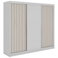 SCHWEBETÜRENSCHRANK mit Lamellen LUMOS - 240 - Weiß und Eiche Artisan - Alufarben/Weiß, Holzwerkstoff/Metall (240/216/61cm) - MKS