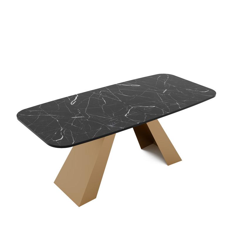 AUSZIEHTISCH ZENITH 180/90/76 cm mit Metallgestell, Gold / Grau - Goldfarben/Grau, Holzwerkstoff/Metall (90/180/76cm) - Idohome