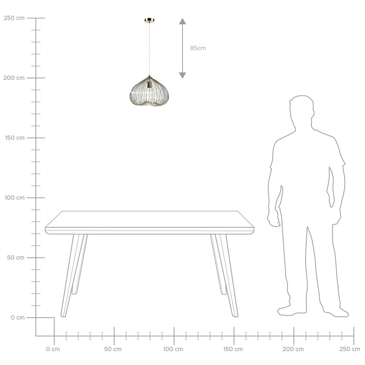 HÄNGELEUCHTE Tordino 38/38/115 cm - Goldfarben, Metall (38/38/115cm) - Beliani