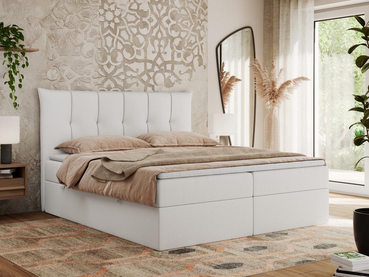 BOXBETT PREMIUM 10 140/200 Weiß Kunstleder - H4 - Weiß, Holz/Textil (140/200cm) - MKS