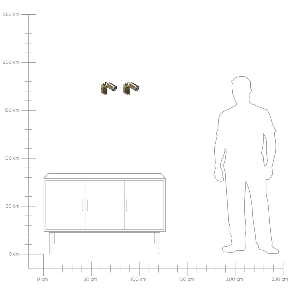 WANDLEUCHTE 2er-Set Klip 7/10/15 cm - Messingfarben, Metall (10/15/7cm) - Beliani
