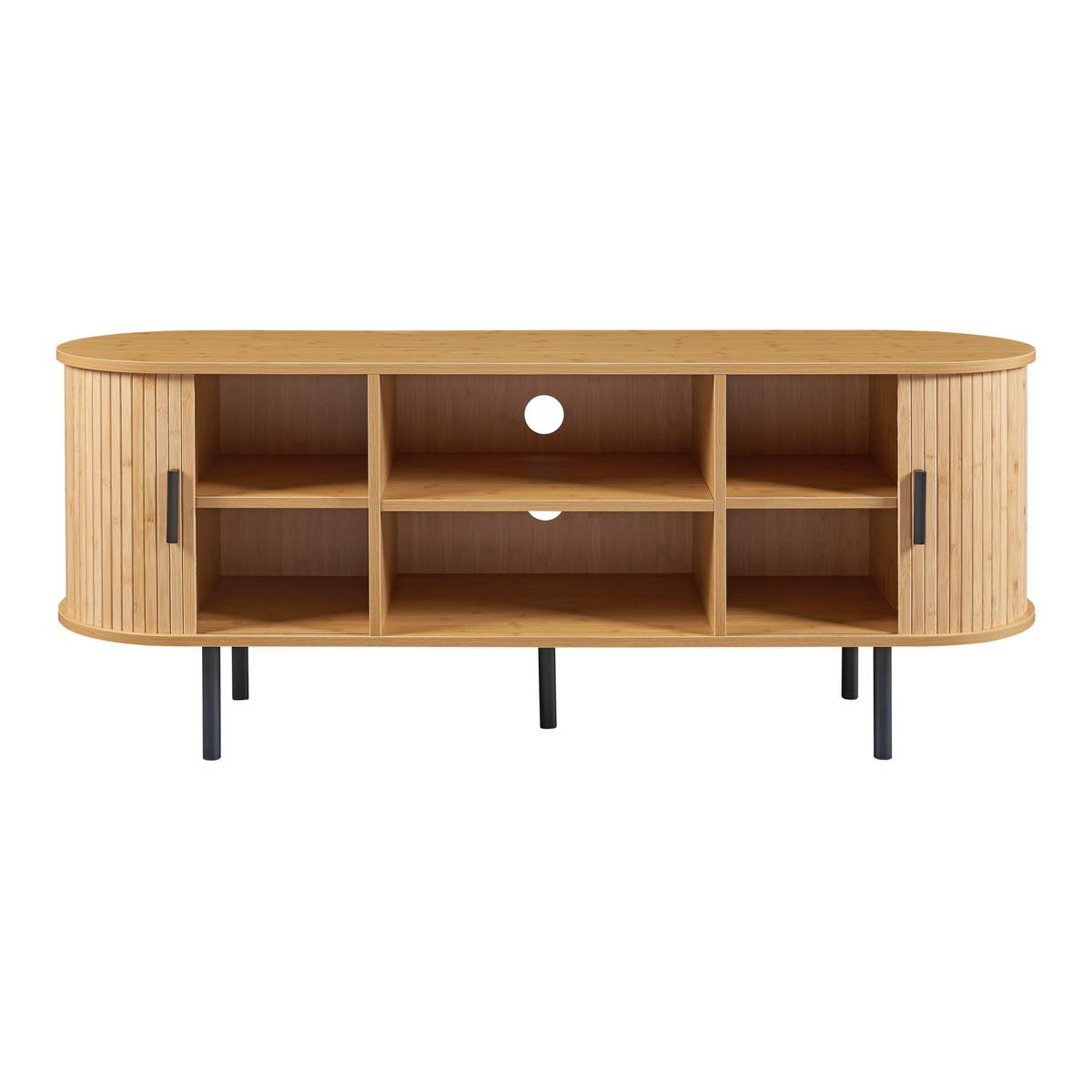 TV-ELEMENT Tvedestrand - Schwarz/Naturfarben, Holzwerkstoff/Metall (140/55/40cm) - [en.casa]