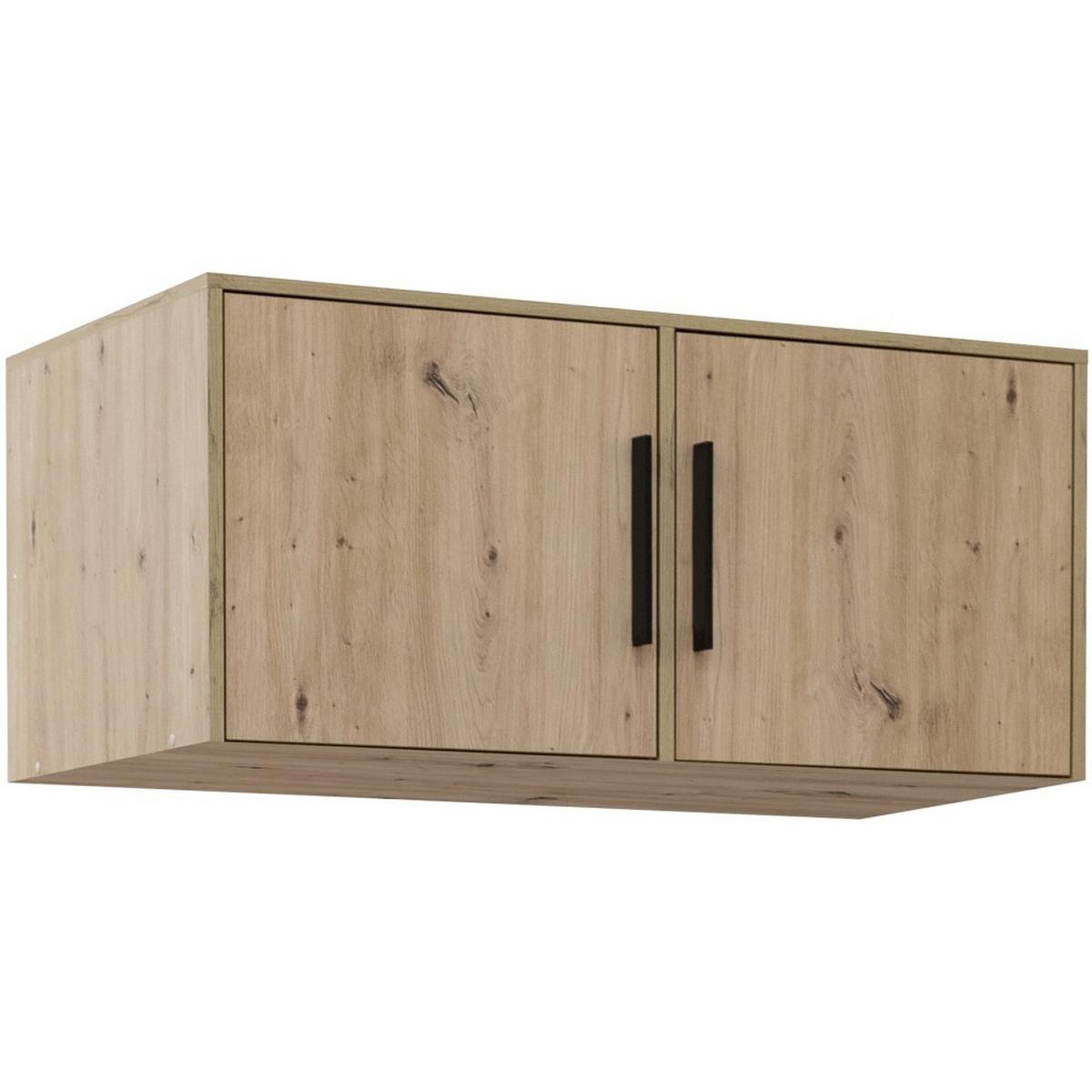 DREHTÜRENSCHRANK Kavo mit Aufsatz, Spiegel und 2 Türen, eiche Artisan - Schwarz/Eiche Artisan, Holzwerkstoff (100/245/58cm) - Beautysofa