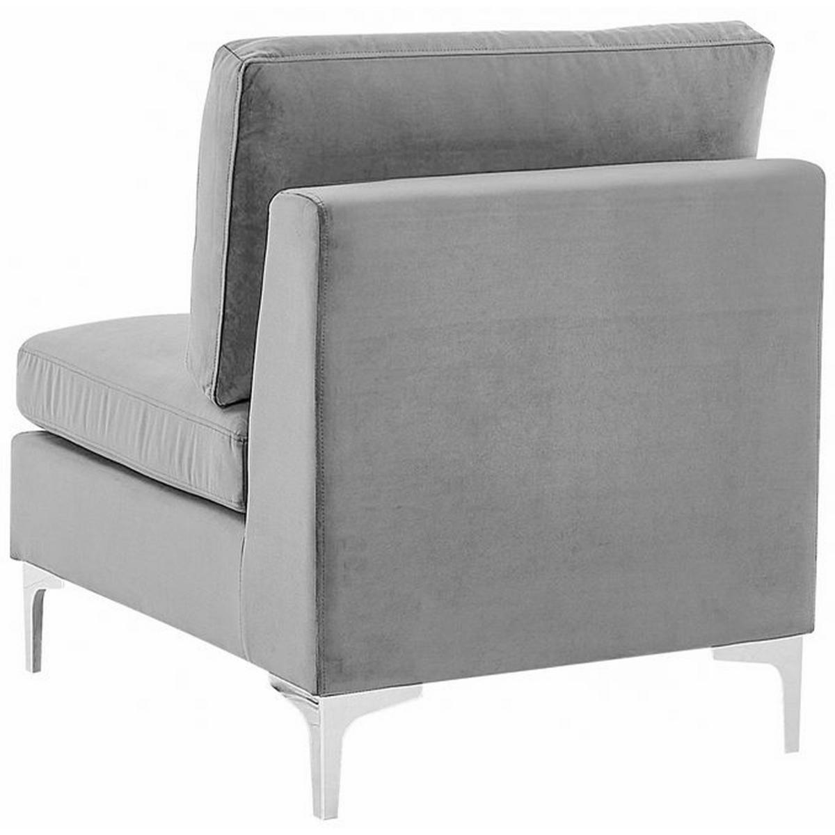 3-SITZER-MODULSOFA Samtstoff grau mit Metallbeinen Evja - Grau, Textil (235/84/85cm) - Beliani