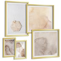 BILDER SET 5er Set - 50x50 cm & 20x30 cm & 40x60 cm Goldrahmen - Designabstraktion, Naturinspiration - Goldfarben, Kunststoff (40/60cm) - TULUP