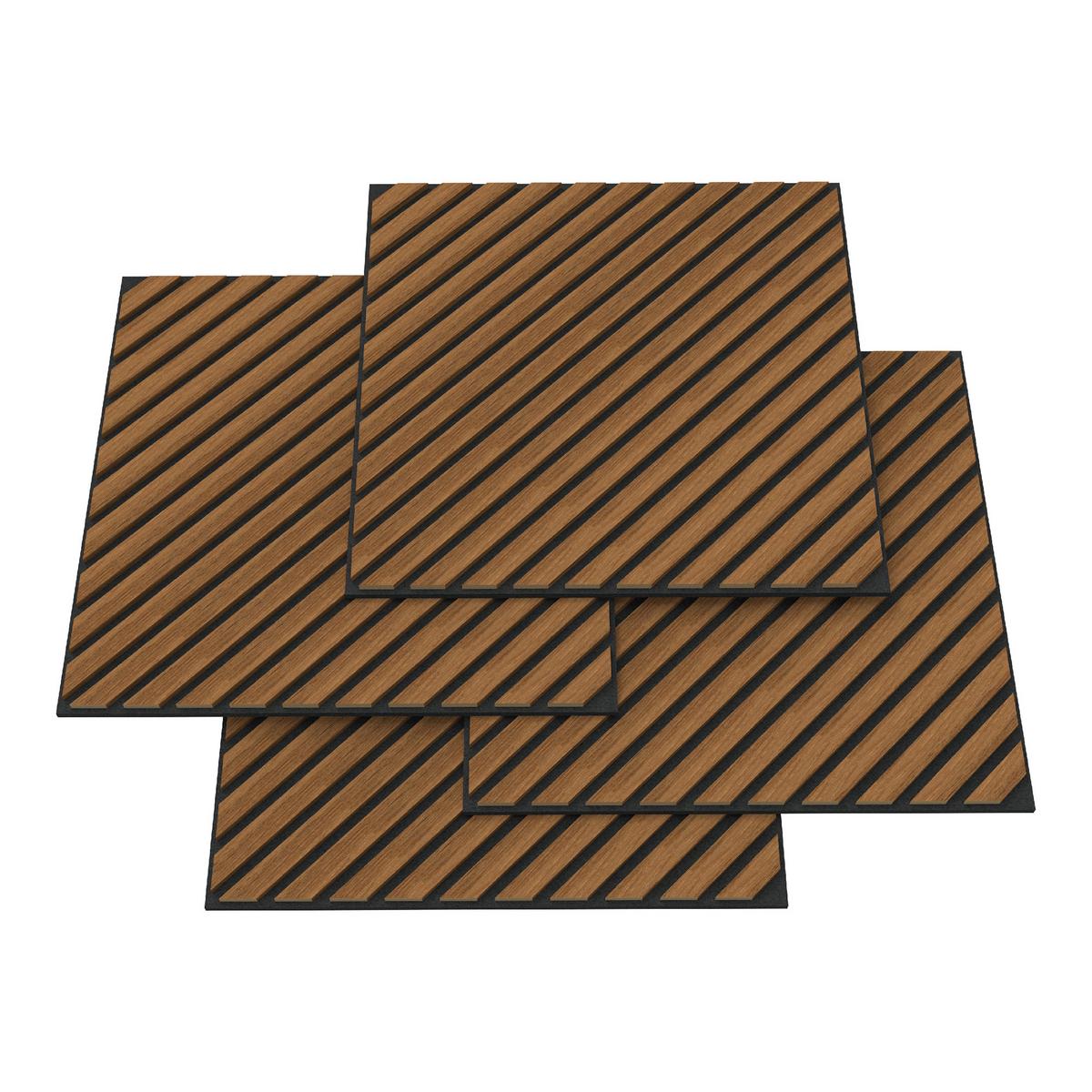 AKUSTIK WANDPANEEL-SET Vang 4-TLG. II - Teakfarben, Holzwerkstoff/Kunststoff (60/60/2.1cm) - NEU.HOLZ