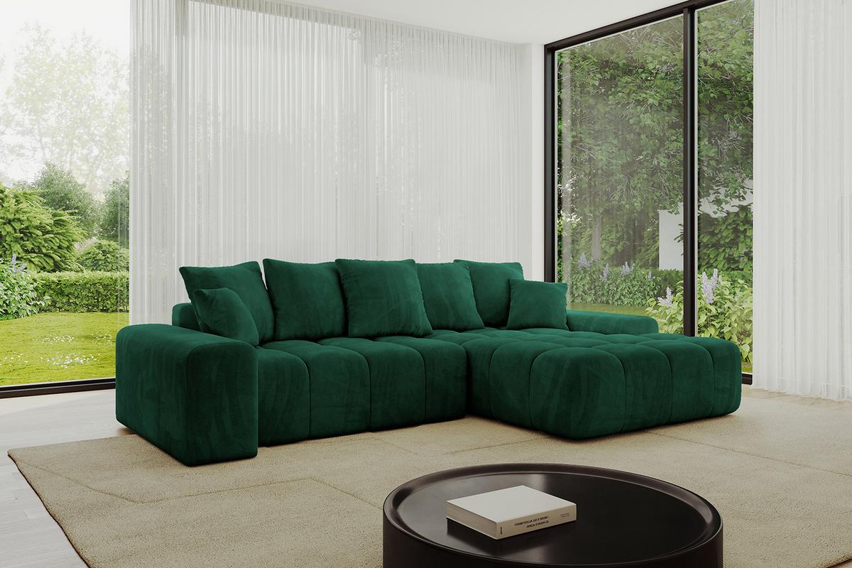 ECKSOFA Ottomane Rechts ENSI-L - 267x164x69 cm Dunkelgrün - Dunkelgrün, Holzwerkstoff/Kunststoff (164/267cm) - ALTDECOR