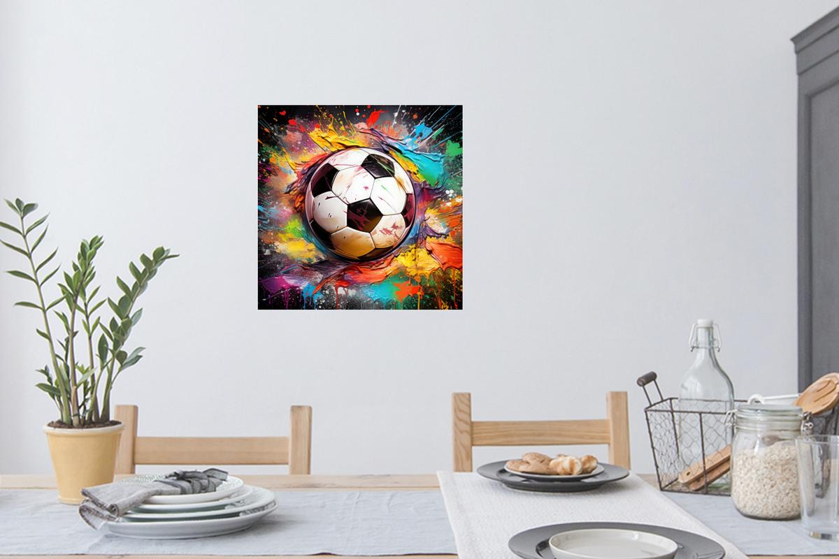 WANDTATTOO Fußball - Farbe - Farben - Schwarz - Weiß Wanddeko 50x50 cm - Weiß, Kunststoff (50/50/0.1cm) - MuchoWow