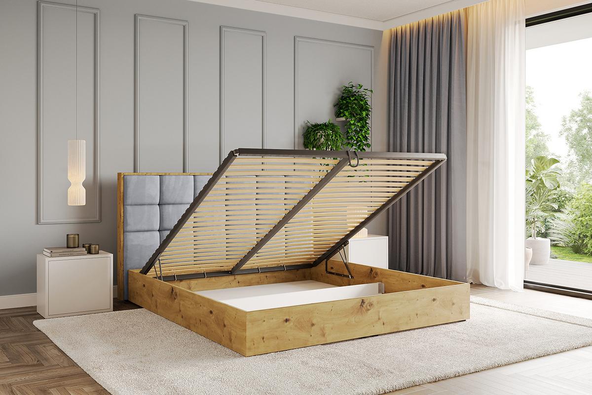 POLSTERBETT mit Bettkasten und Lattenrost, Bett mit Matratze H3/H4 - ENZO2 180x200 Hellgrau - Hellgrau, Holzwerkstoff/Textil (180/200cm) - ALTDECOR