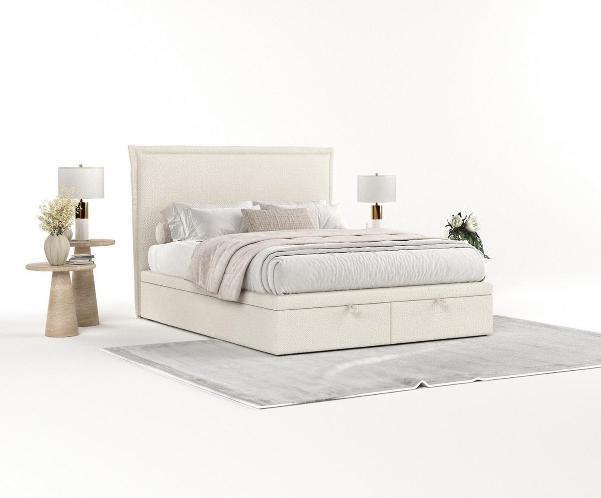 POLSTERBETT Eliot mit Stauraum 140/200 cm Hellbeige im Alta Stoff - Sandfarben/Schwarz, Holz/Holzwerkstoff (140/200cm) - AltaBeds