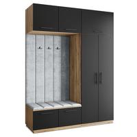 GARDEROBENSCHRANK REMA 180/240/60 cm Modern Eiche Wotan - Eiche Wotan/Hellgrau, Holzwerkstoff (180/240/60cm) - MASSENO