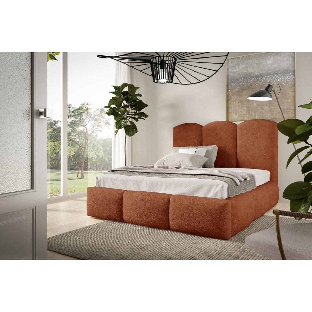POLSTERBETT Bero, 200x200, Bouclé-Stoff, Ziegelrot - Rostfarben, Textil (200/200cm) - Beautysofa