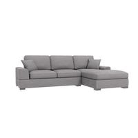 ECKSOFA Saga Hellgrau Cord - Hellgrau/Schwarz, Holz/Buchenholz (306/184cm) - S-Style Möbel