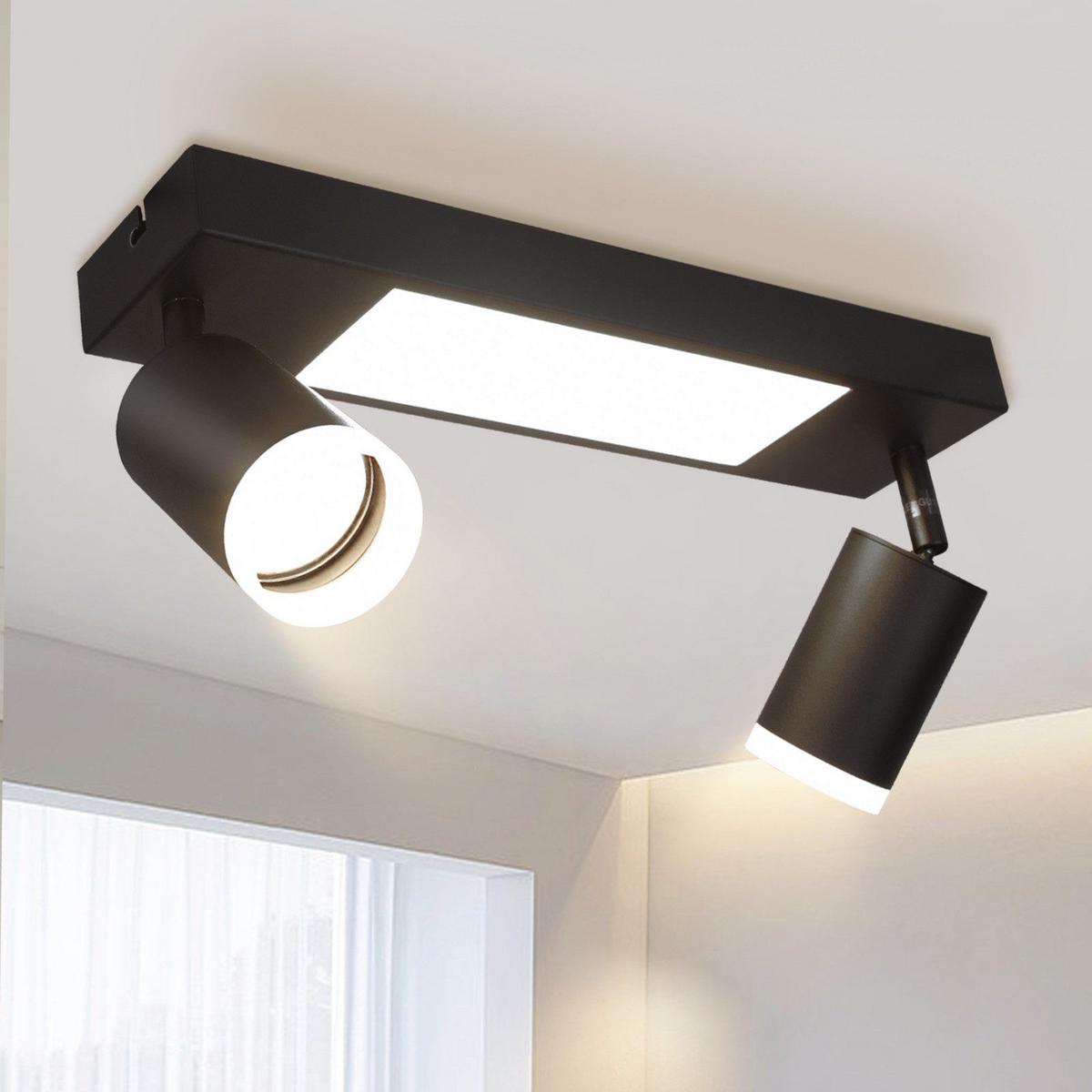 DECKENSTRAHLER Bielefeld 2-flammig 34/8/16.9 cm - Schwarz, Metall (34/8/16.9cm) - Nettlife