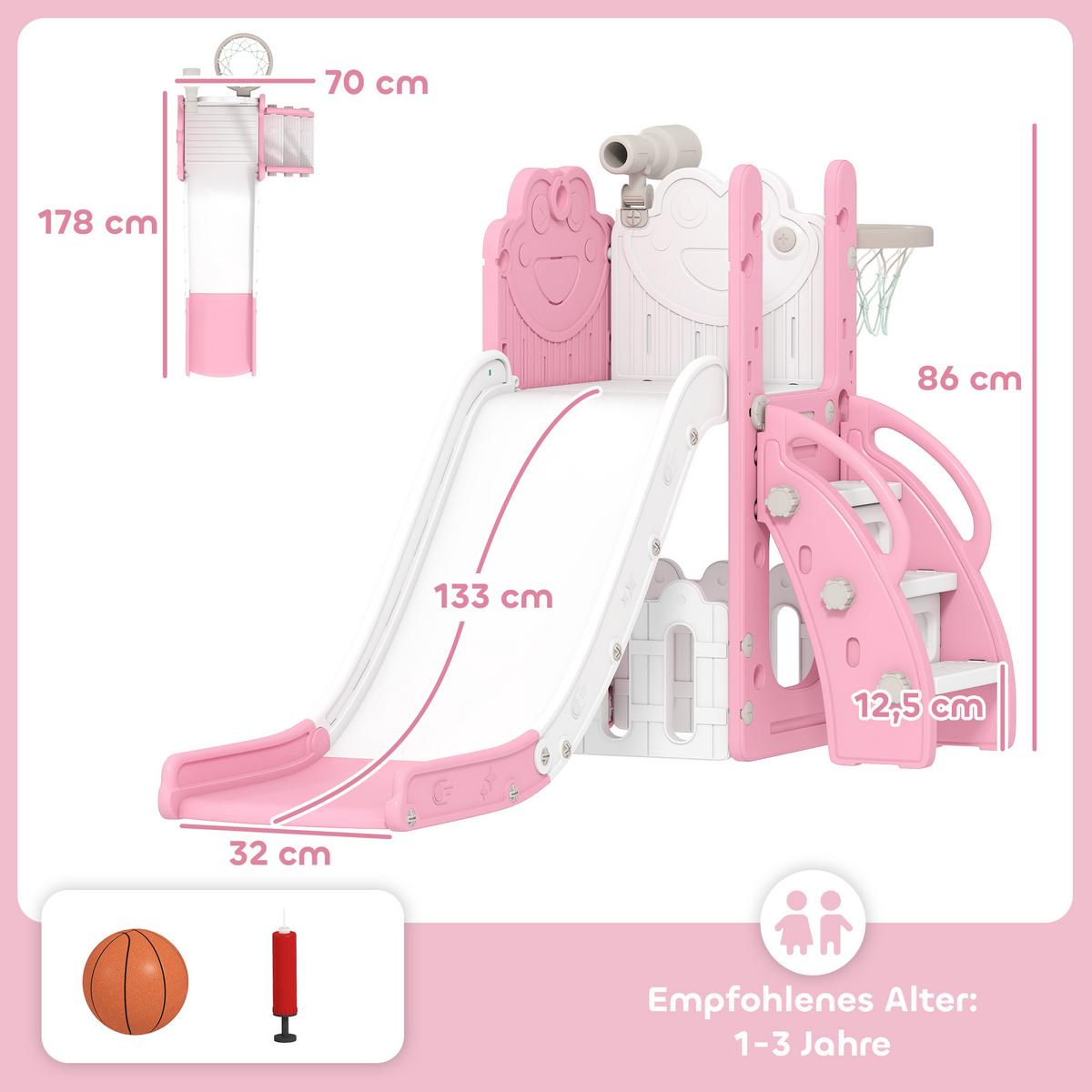 KINDERRUTSCHE HDPE Rosa - Rosa, Kunststoff (70/86/178cm) - AIYAPLAY