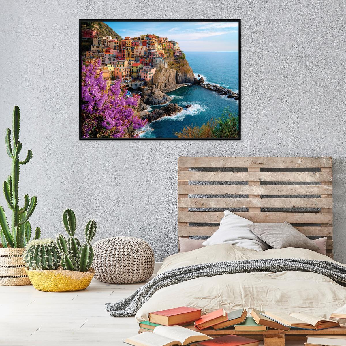 BILDER mit Rahmen Insel Ozean Blau 120x80 cm - Multicolor, Holzwerkstoff (120/80cm) - Wallarena