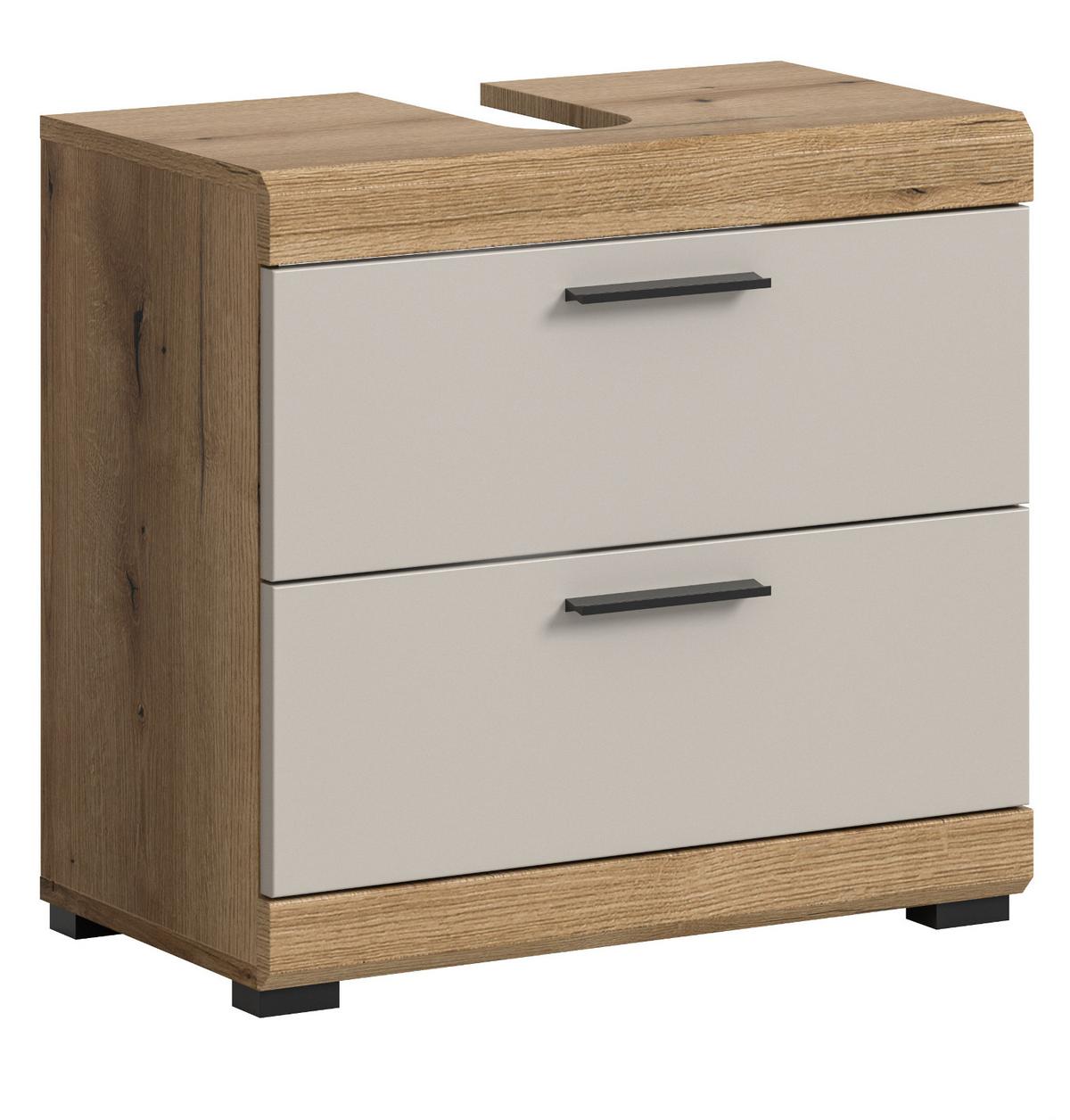 WASCHBECKENUNTERSCHRANK Sand Kaschmir, Evoke Eiche, Badezimmer Unterschrank 60 cm mit Schubkästen - Kaschmir/Eichefarben, Holzwerkstoff/Kunststoff (60/56/34cm) - Inn.Furn