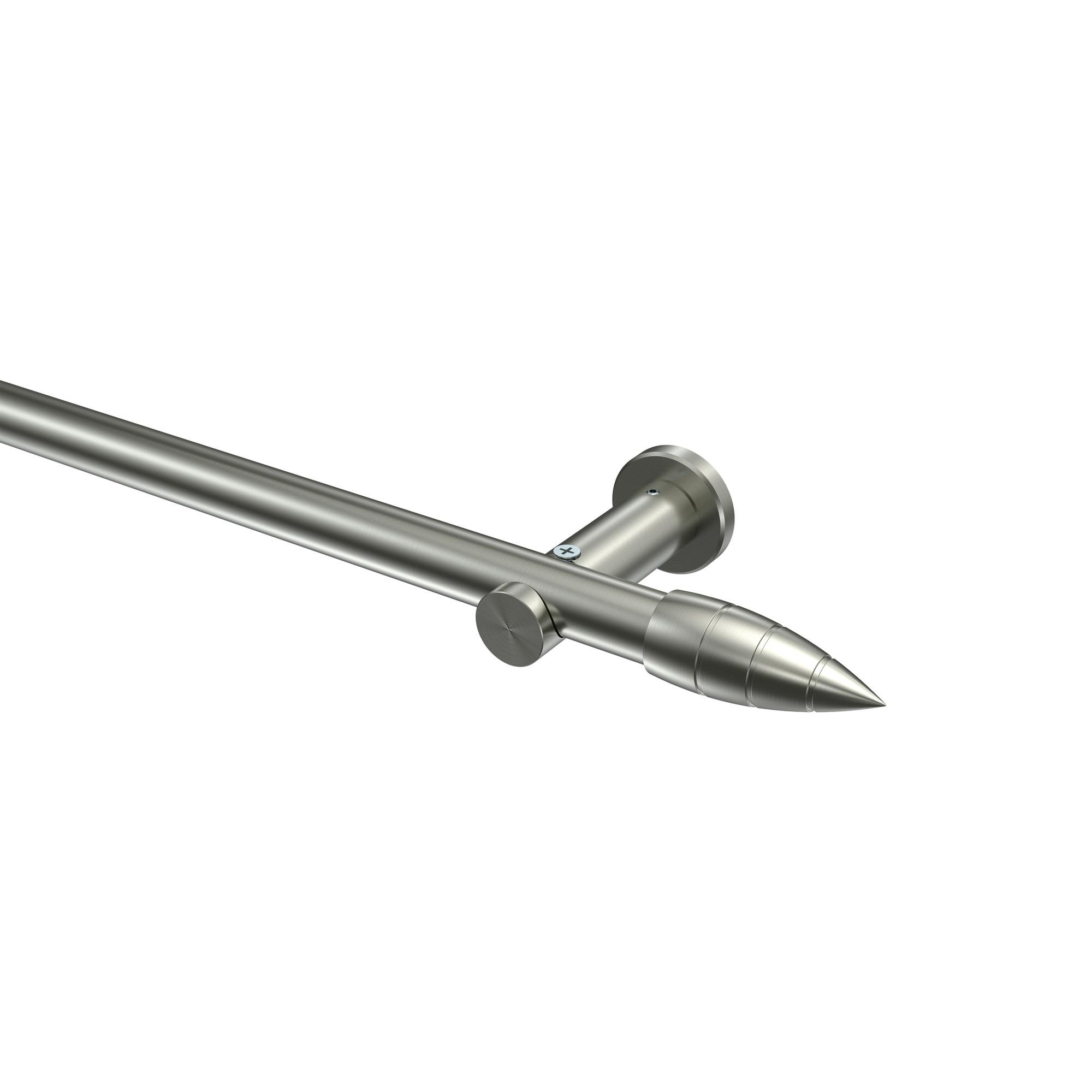 GARDINENSTANGE Platon Samanto 320 cm (geteilt in 2 x 160 cm), 1-läufig (ohne Ringe), 20 mm Ø Edelstahl-Optik - Edelstahlfarben, Metall (320cm) - INTERDECO