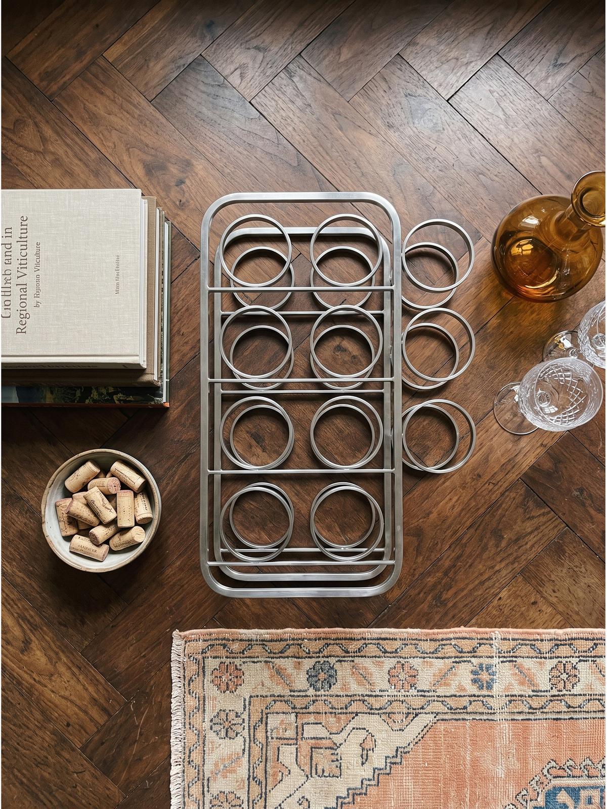 WEINFLASCHENREGAL POSITANO, Stahl, Silber, 34 x 15 x 47 cm - Silberfarben, Metall (34/47/15cm) - KADIMA DESIGN