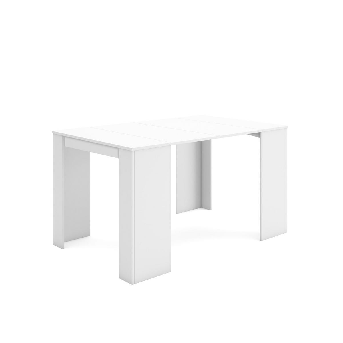 KONSOLENTISCH ausziehbar 58 bis 140cm, für 6 Gäste, weiß, 90/58/77cm - Weiß, Holzwerkstoff (90/140/77cm) - Skraut Home