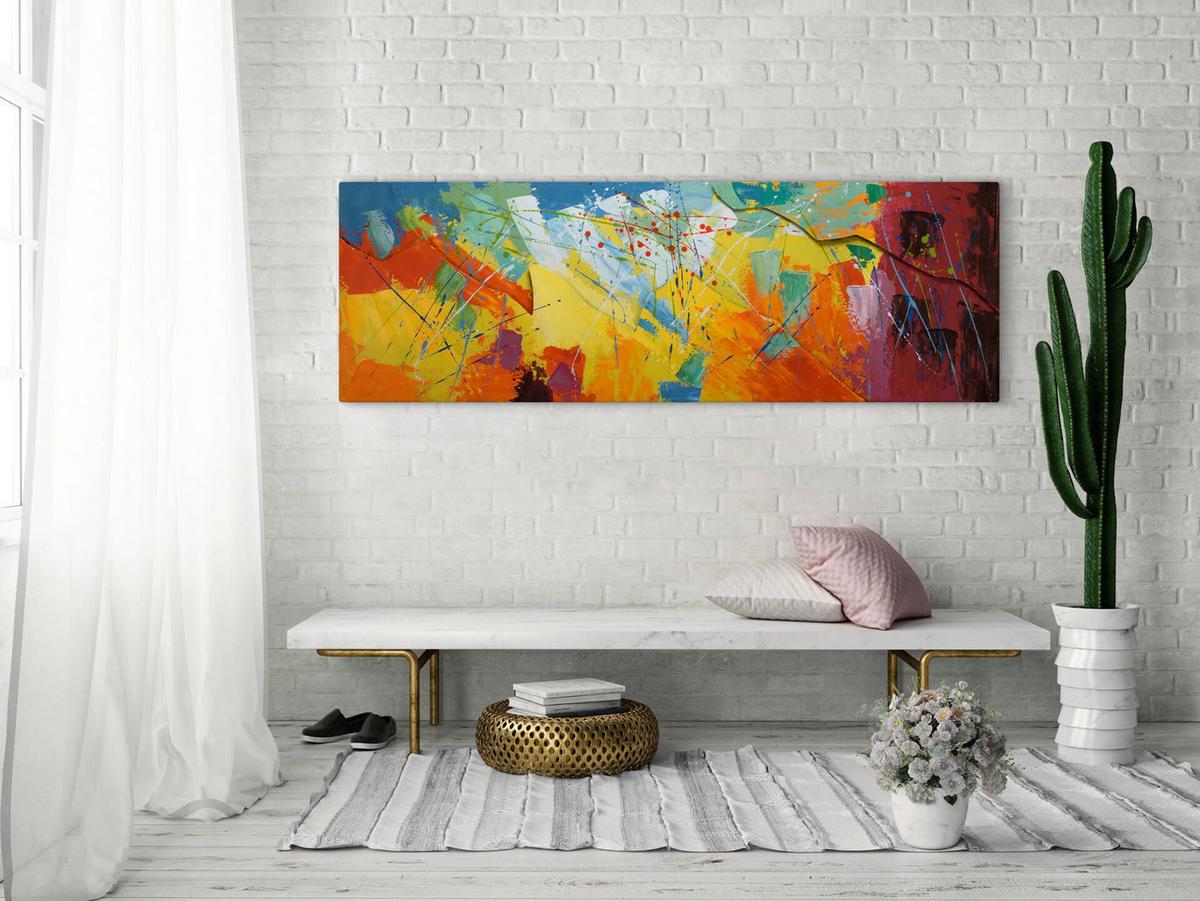 METALLBILD Bunt 144/44 cm - Multicolor, Metall (6.9/44cm) - KUNSTLOFT
