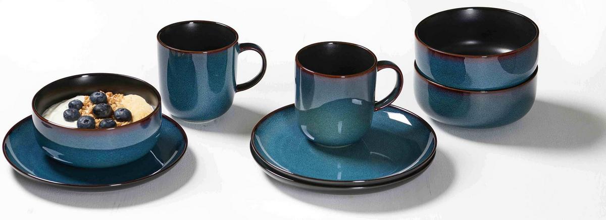 FRÜHSTÜCKS-SET Bali blau 12-tlg. - Blau, Keramik (2/2/2cm) - Ritzenhoff Breker