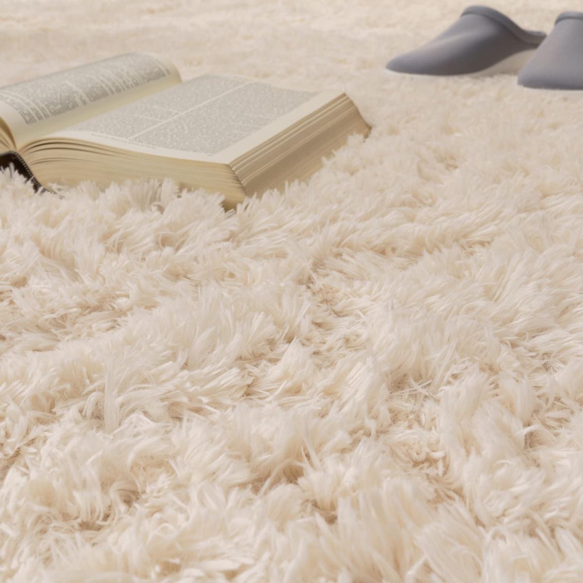HOCHFLORTEPPICH, einfarbig, aus Polyester, Creme, Ø 80 cm - Beige, Textil (80/80cm) - KADIMA DESIGN