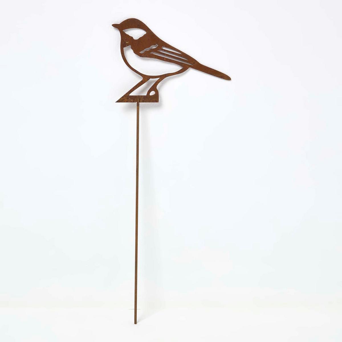 GARTENSTECKER Metall – Rostoptik Gartenfigur Kohlmeise 2er-Set - Rostfarben, Metall (37cm) - Homescapes