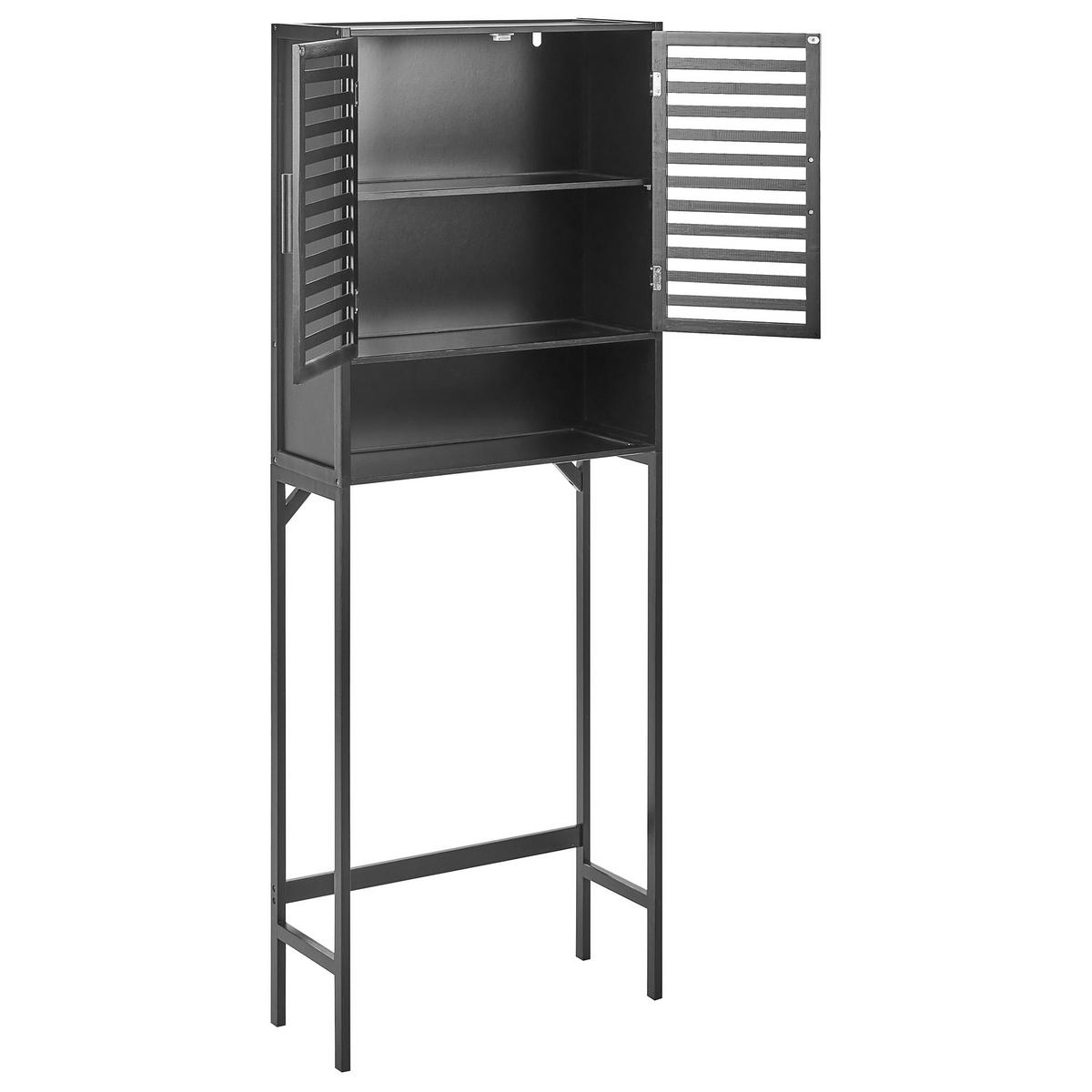 BADEZIMMERSCHRANK Bambus 63 cm Schwarz Okarche - Schwarz, Holz (63/167/25cm) - Beliani