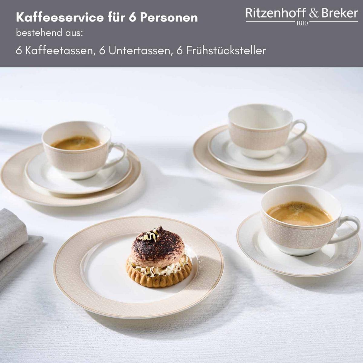 KAFFEESERVICE Geo beige 18-tlg. - Beige, Keramik (18/22/18cm) - Ritzenhoff Breker