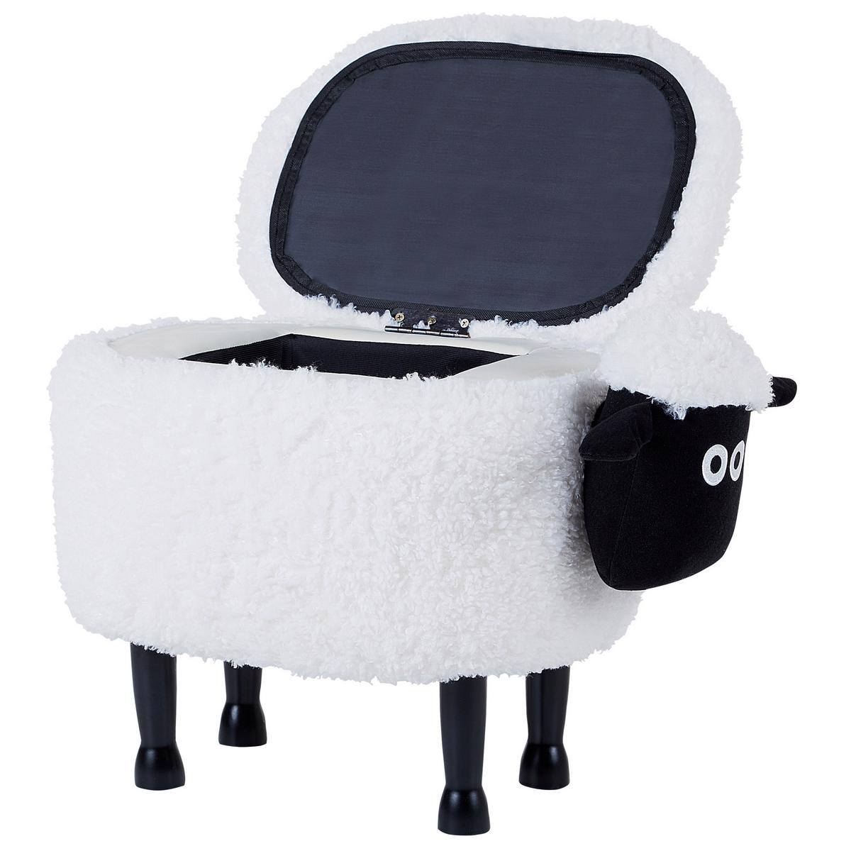 TIERHOCKER Weiß Sheep 35/55/40 cm - Weiß, Kunststoff/Textil (55/40/35cm) - Beliani
