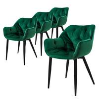 ESSZIMMERSTÜHLE 4er Set Dunkelgrün Samt - Dunkelgrün/Schwarz, Metall (67/83/59cm) - ML-DESIGN